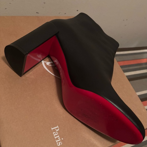 Christian Louboutin Black Ankle Booties with Signature Red Heel - Picture 3 of 5